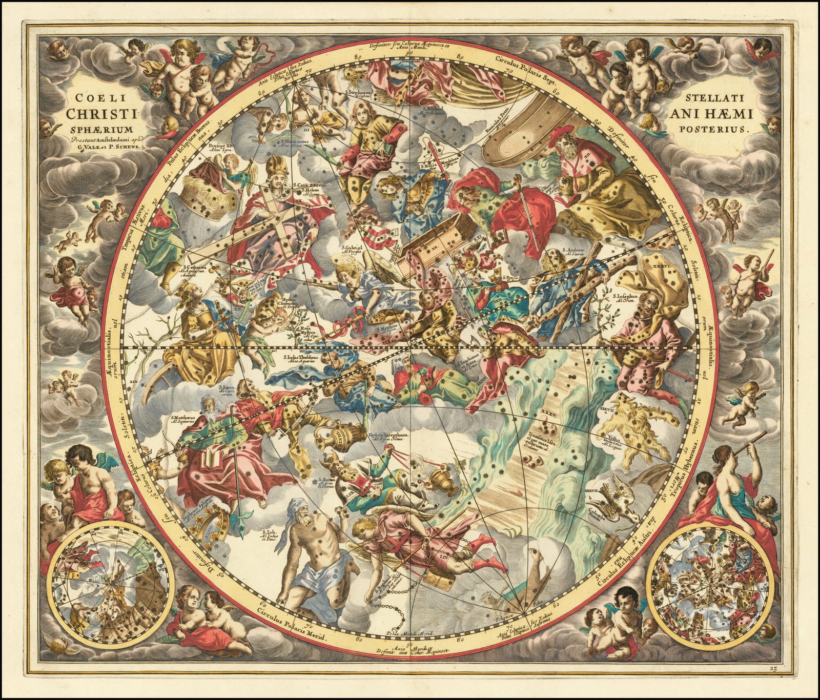Antique celestial chart mapping the constellations
